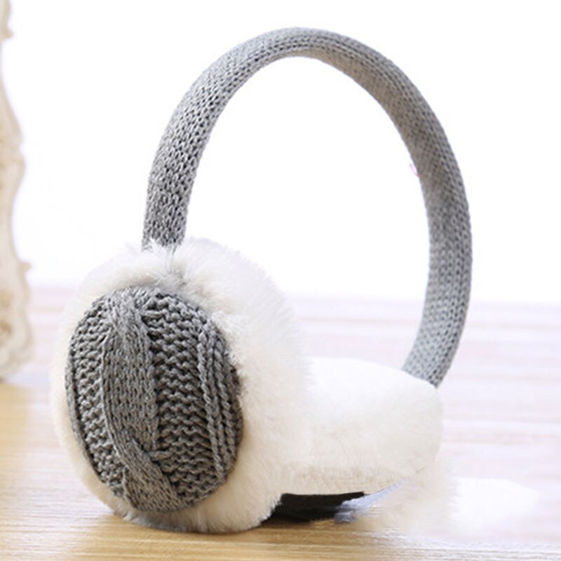 mujer orejeras de abrigo para invierno orejeras calentador para las orejas orejeras gorro de tejido punto suave orejeras: grey