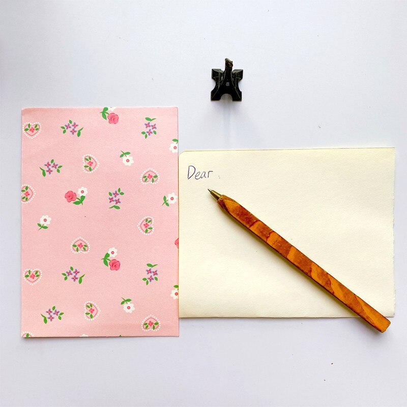 10pcs/lot Pink flower envelope letterhead roses letter paper love letters Color Card 16*11cm