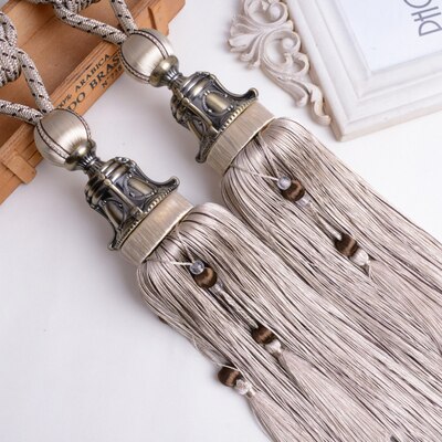 Europa 2 stuks gordijn kwasten franje borstel banden strikken hangende bindtouwen riem gesp haak houder gordijn accessoires strik: Beige