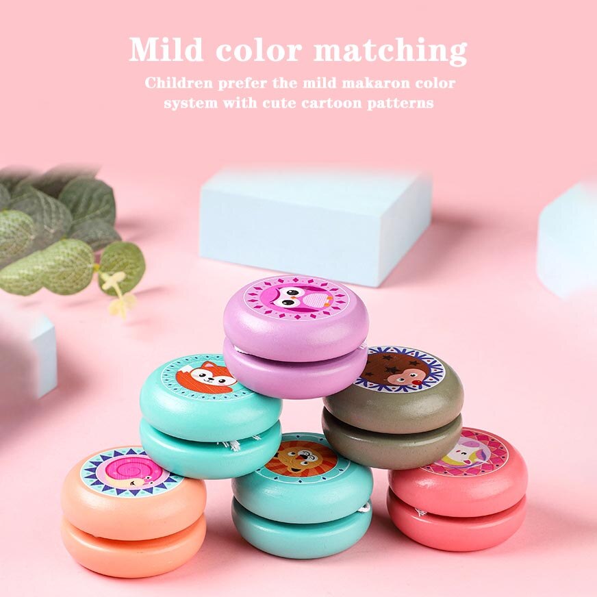 Yoyo de madera de dibujos animados, juguetes nostálgicos, juguetes profesionales de Metal