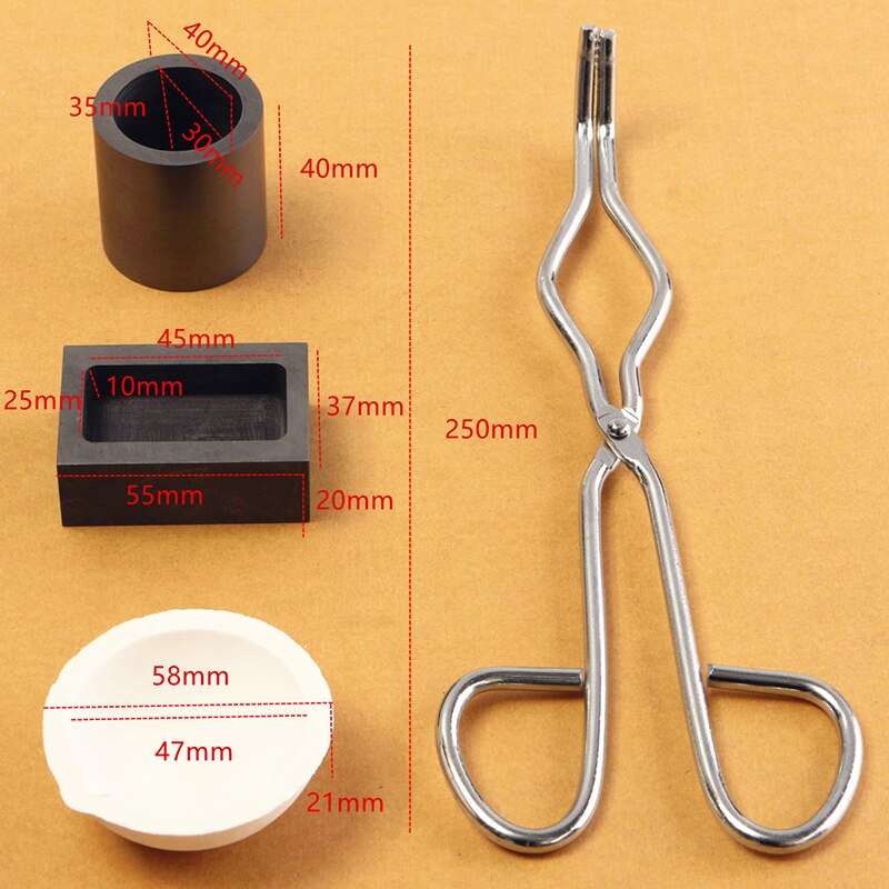 4 szt. Tygiel grafitowy szczypce robić wytapiania miski piec odlewniczy odlewnia narzędzia robić topienia sprzęt profesjonalny uchwyt szczypiec