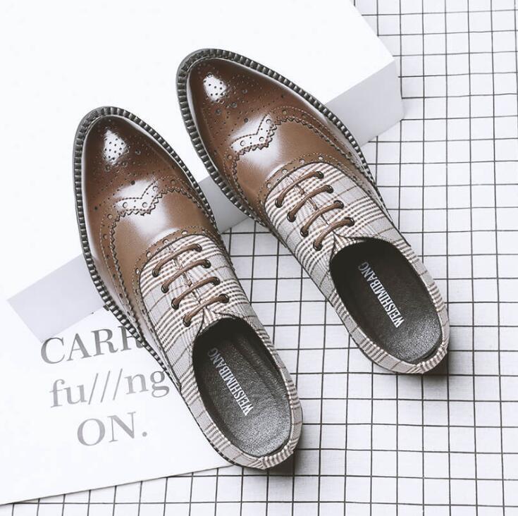 Brogue formele heren zakelijke herenkleding schoenen casual leren bruiloft gala schoenen kantoor oxfords: Bruin / 9