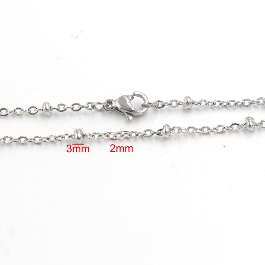 5pc 316L Stainless Steel 45 50 55 60cm Long Rolo Cable Chain Necklace Gold Steel Rose Gold 3mm Ball Bead Necklace Chain Jewelry: steel tone 2mm / 55cm chain