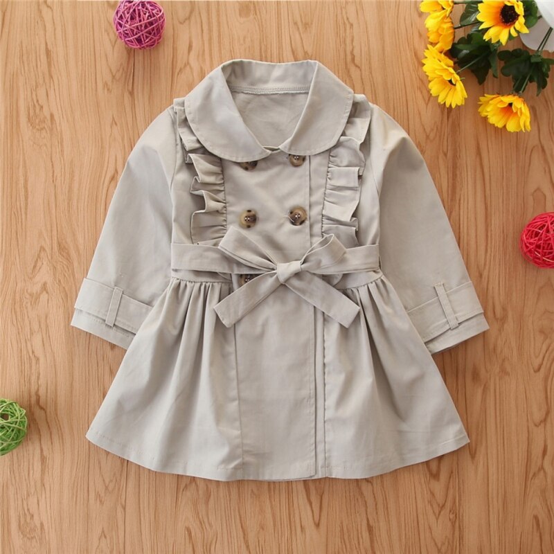 Mädchen Windbreaker Jacke Mäntel Langarm Rüschen trimmen Mantel