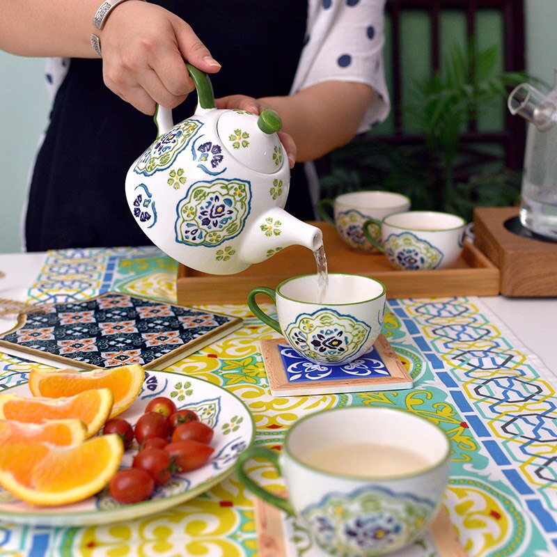 Hand-painted Japanese-style small fresh flower tea tea set fruit tea set afternoon tea retro literary tea cup teapot