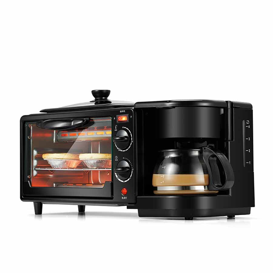 3 in 1 elektrisk frukostmaskin multifunktionell kaffebryggare stekpanna miniugn hushållsbröd pizzaugn stekpanda 398