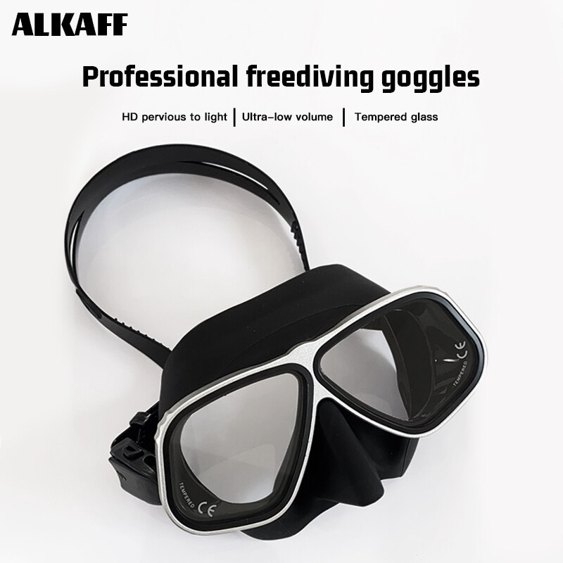 low volume free diving mask Alloy frame scuba diving equipment Snorkel goggles Toughened glass for free dive