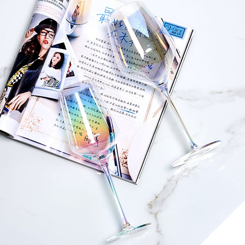 Regenboog wijnglas, champagneglazen met gouden rand, rode wijnbeker, brandewijnglas, champagnecoupe, bar, feest, bruiloft, drinkgerei, accessoires