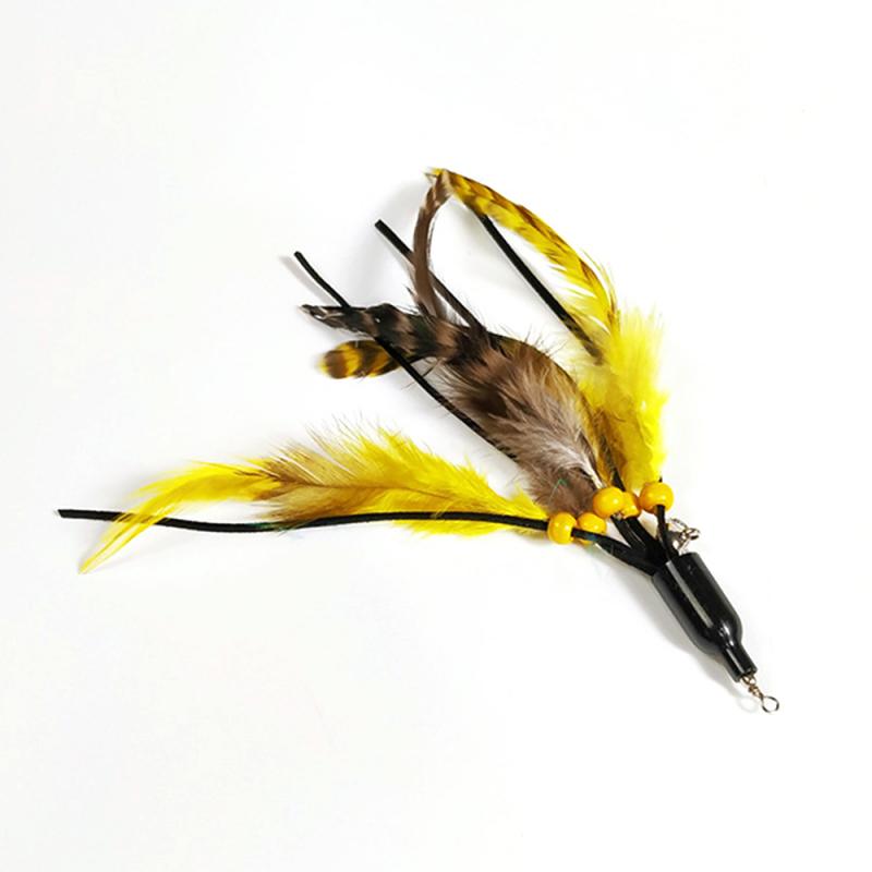 Cat Interactive Toy Stick Feather Wand With Mouse Cage Toys Plastic Artificial Colorful Cat Toy Supplies Replacement Head: 07