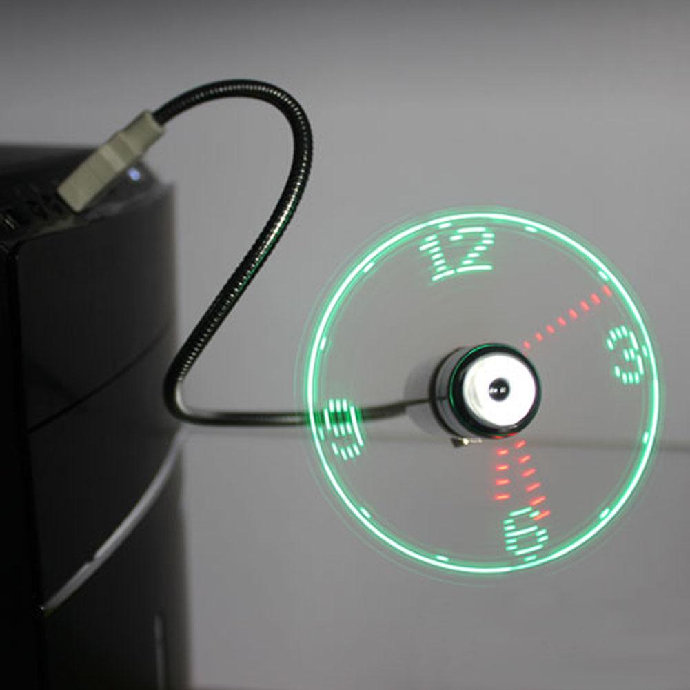 Hand USB Mini Flexible Time Clock Fan with LED Light - Cool Gadget Adjustable LED Clock Cool For laptop PC Notebook
