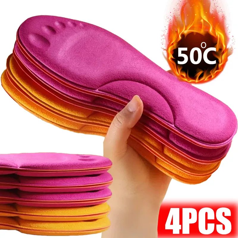 2 paires de semelles intérieures auto-chauffantes, thermiques thermostatiques, Massage en mousse à mémoire de forme, Support de voûte plantaire, coussinets chauffants pour hommes et femmes, hiver