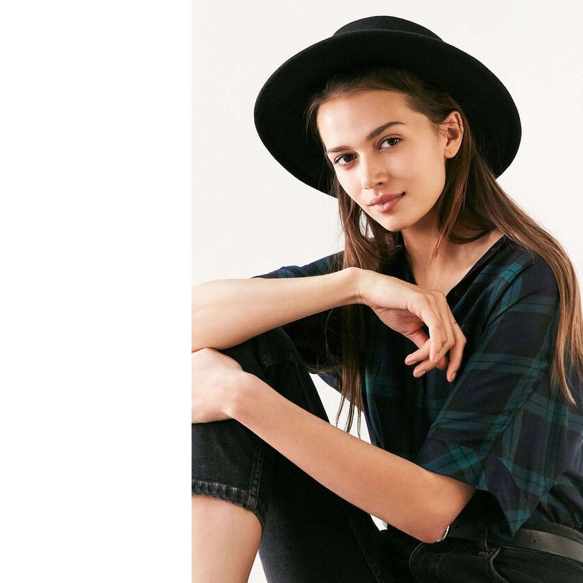 Sombrero plano de lana para mujer, Boater de ala ancha de fieltro, Fedora, Laday Prok Pie, Chapeu de Feltro, Bowler, jugador,