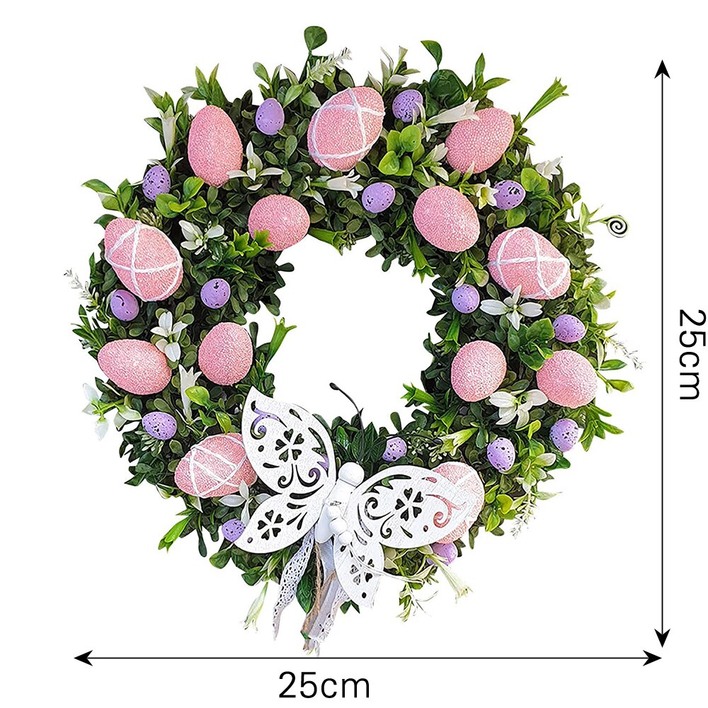 Corona de conejo de pascua 2D para puerta Delantera, decoración de conejo, guirnalda de Primavera de temporada, adorno, accesorio para decoración del hogar, acentos colgantes: Butterfly