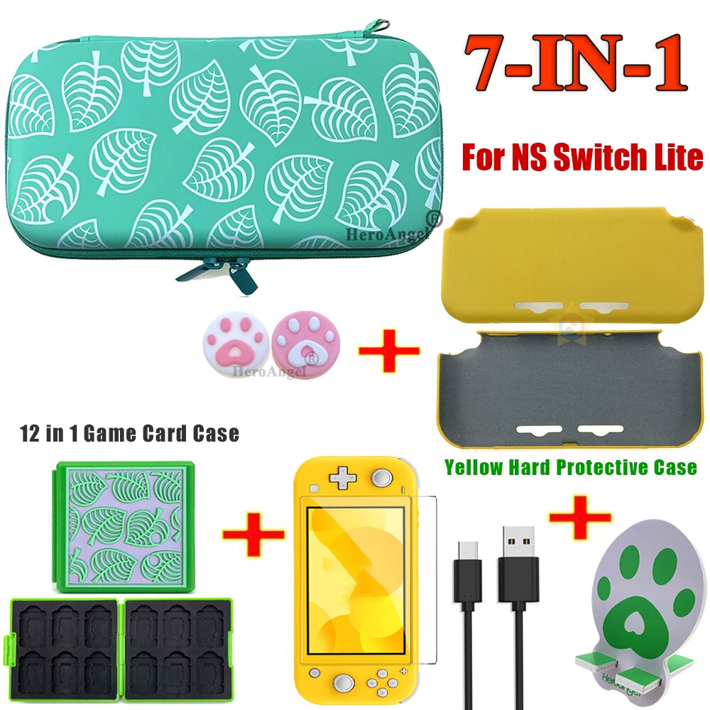 Bolsa verde 7 en 1 para Nintendo Switch Lite, Mini consola Estuche de transporte, bolsa protectora de viaje con estuche de tarjetas de juego: Lite Bag 7IN1 A