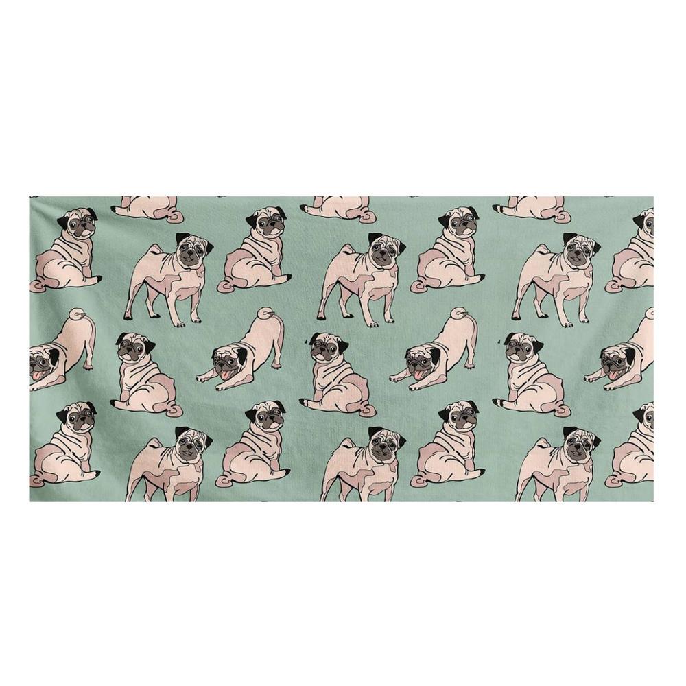 HUGSIDEA Puppy Pug Dog Print Bath Towel Cute Shower Beach Towels Absorbent Soft Rectangle for Kids Adult 75X150CM