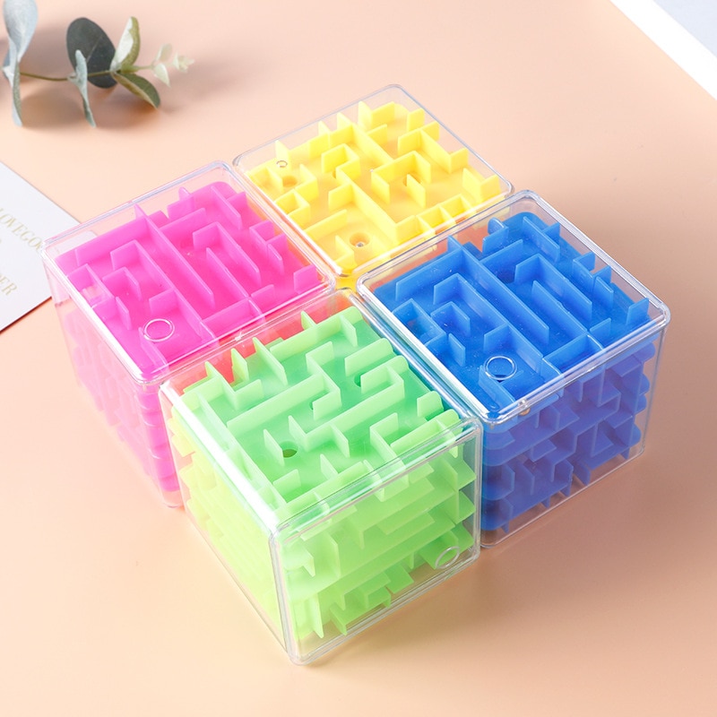 8CM Klar 3D Labyrinth Zauberwürfel Labyrinth Entsperren Sechs-seitige Puzzle rollen Ball Spiel Cubos Spur freundlicher Pädagogisches spielzeug für freundlicher