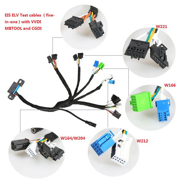 NUOVO 5in1 Xhorse EI ELV Cavi di Prova per Mercedes-Benz Funziona con VVDI MB BGA attrezzo EIS ELV test Cavo Chiave di Rilevamento VVDI Strumento Chiave