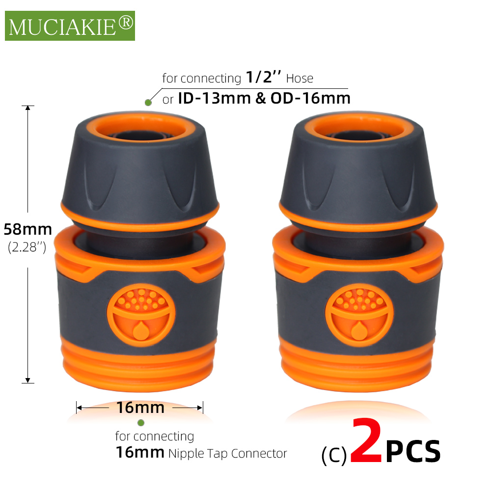 2Stck Garten Schlauch Schnell Anschlüsse Orange Gummi Kunststoff Kupplung Adapter Bewässerung Auto Waschen Gelenke 1/4'' 3/8'' 1/2'' 3/4'': Silber