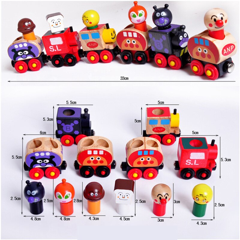 Baby Houten Speelgoed Speelgoed Voertuigen 6Pcs Magic Train Brood Surperman Educatief Tafel Games Kleine Trein Voor Kinderen