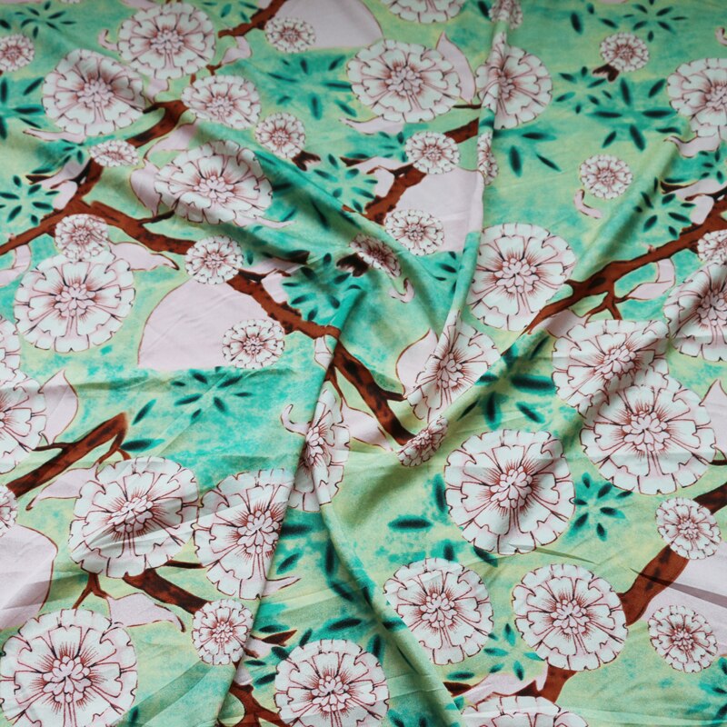 100cm*148cm Slightly Stretch Polyester Material Print Fresh Floral Faille Chiffon Fabric For Shirt Dress