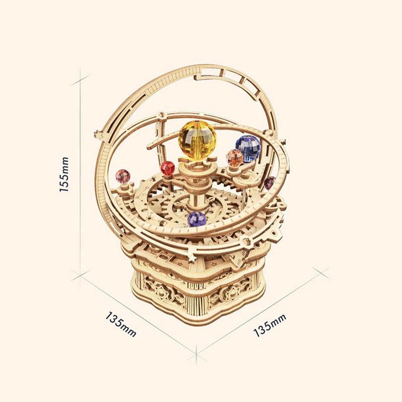 Music Box Handcraft Table Top Ornaments Music Assembled Box Box Music Model Mechanical DIY Wooden K0U9