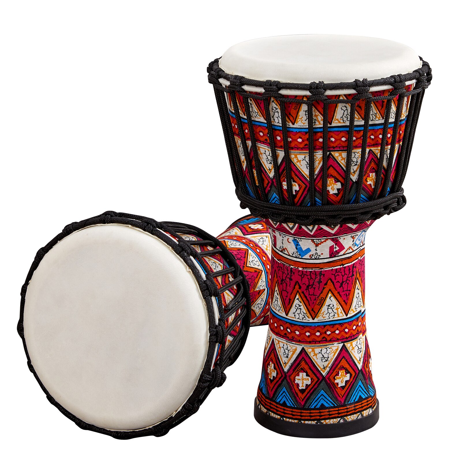 8 Inch Portable African Drum Djembe Hand Drum with Colorful Art Patterns Percussion Musical Instrument: Red