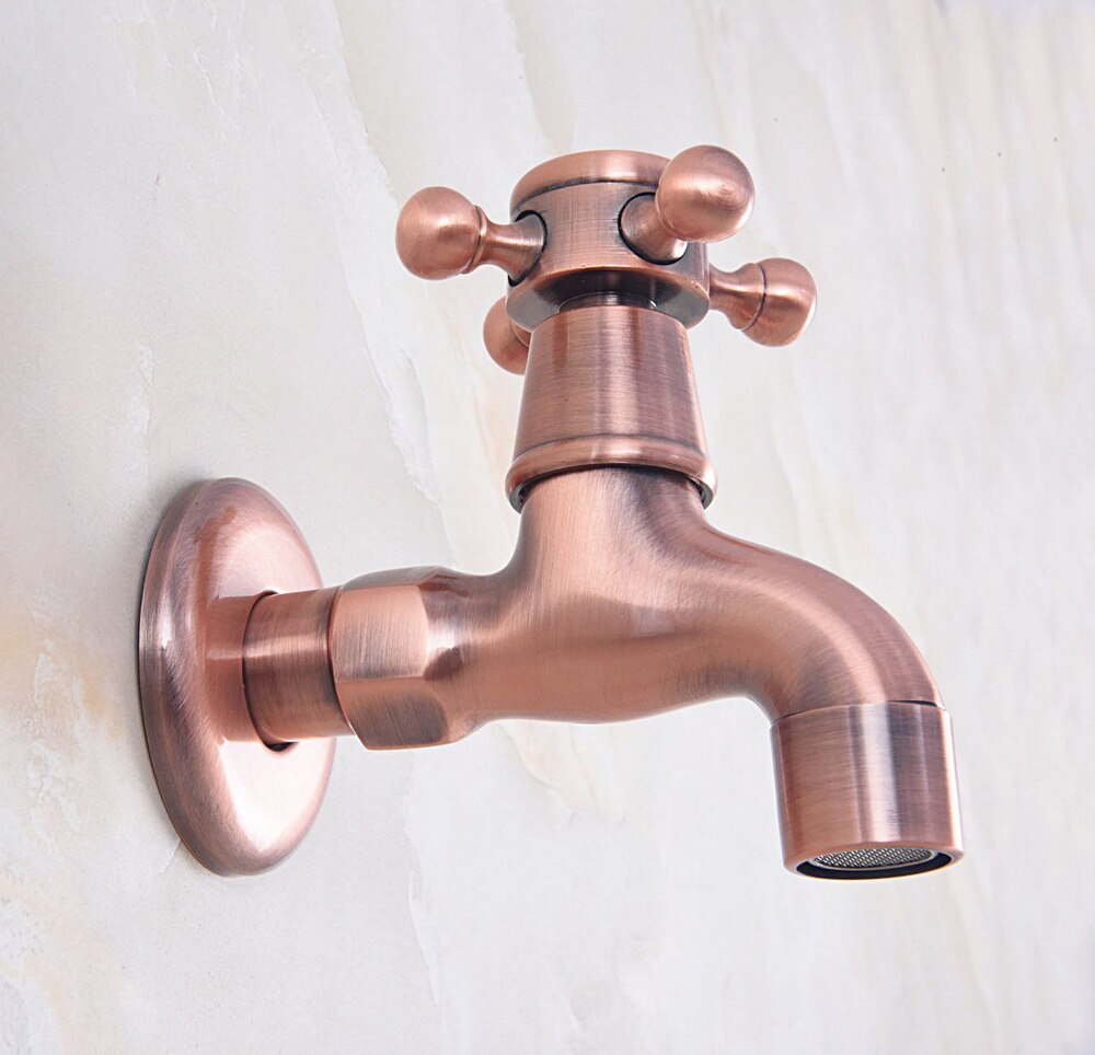 Antique Red Copper Outdoor Faucet Garden Water Tap / Mop Pool Faucet / Laundry Sink Cold Water Tap Bidcock Faucet Bav330