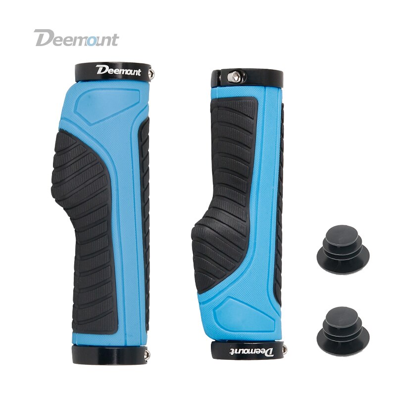 Deemount Bicycle Grips 2 Ends Fixed Lock Rings Gear Not-slip Shock Absorption Handlebar Rubber Grips Dual Color Casing