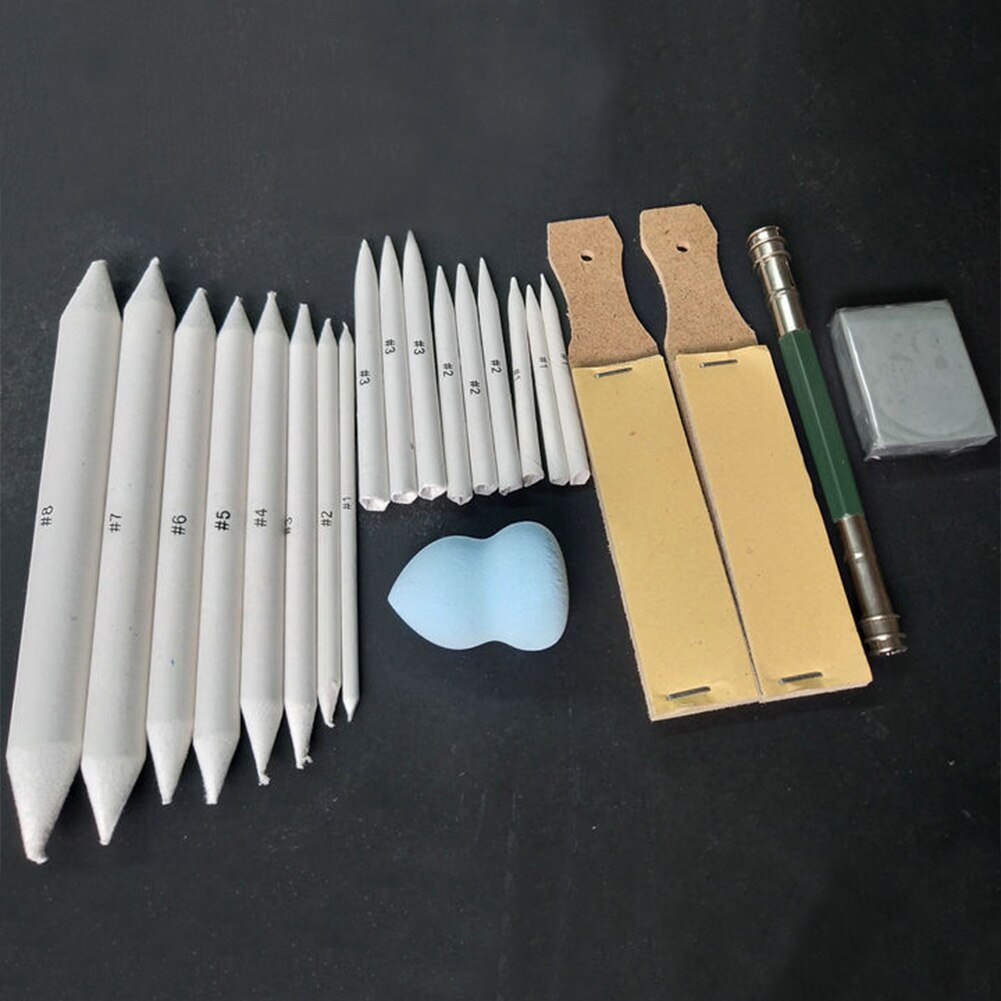 25 stk sleteligt sandpapir begynder skarpe skitse værktøjer papir pastel stub blyant sæt bærbar blanding smudge stick