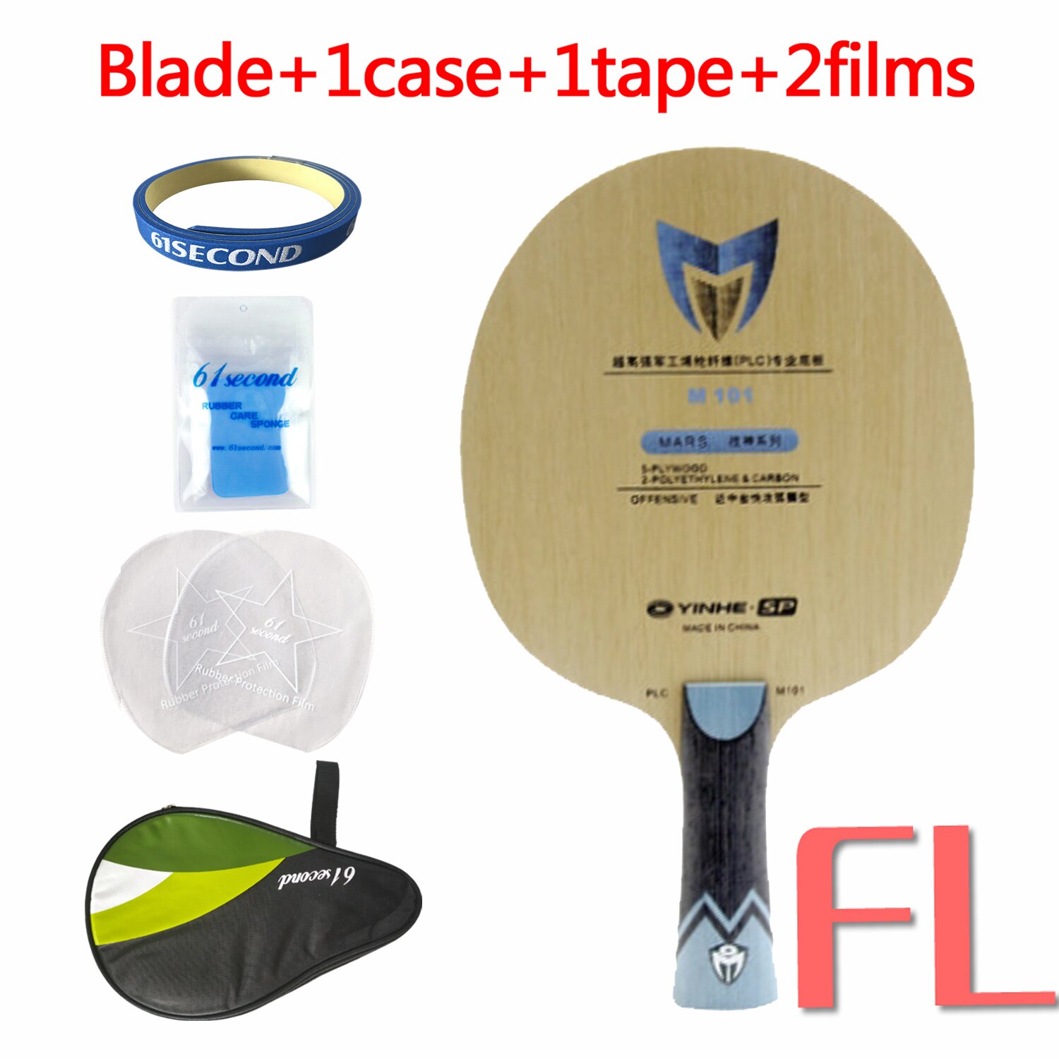 Yinhe PLC fiber table tennis blade M101 M201 Fiber Table Tennis Racket C.T.T.A.A. 5 PLY WOOD WITH 2 PLY PLC: 101 FL with HM case