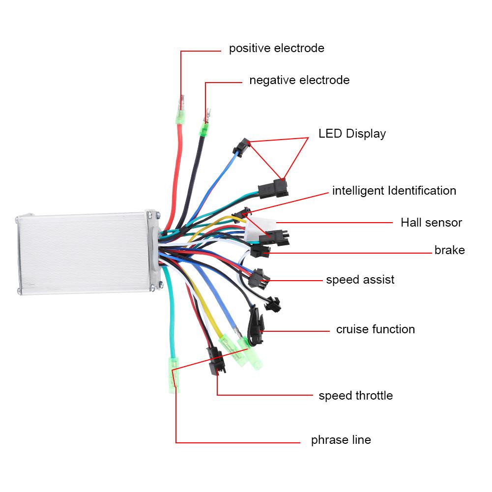 24V 36V 48V 250W/350W Electric Bicycle Controller Waterproof LED LCD Display 6 Tube Brushless Electric Bike E-bike Controller