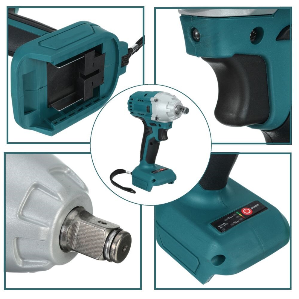 Electric Brushless Impact Wrench Screwdriver Rechargeable 1/2 Socket Wrench Power Tool Cordless + LED Light For Makita Battery