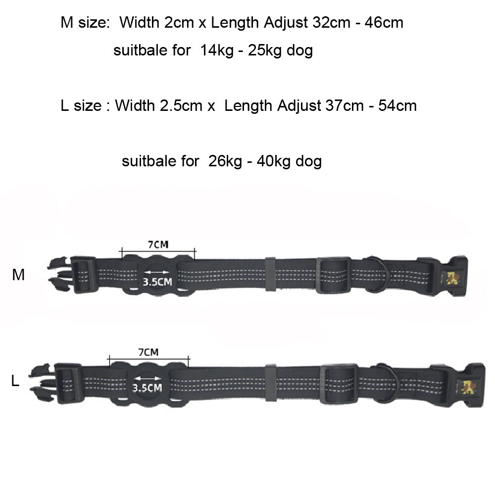 Airtag Dog Collar Heavy Duty Dog Collar With Airtag Holder Case Adjustable Padded Air Tag Pet Collar For Medium Large Dogs
