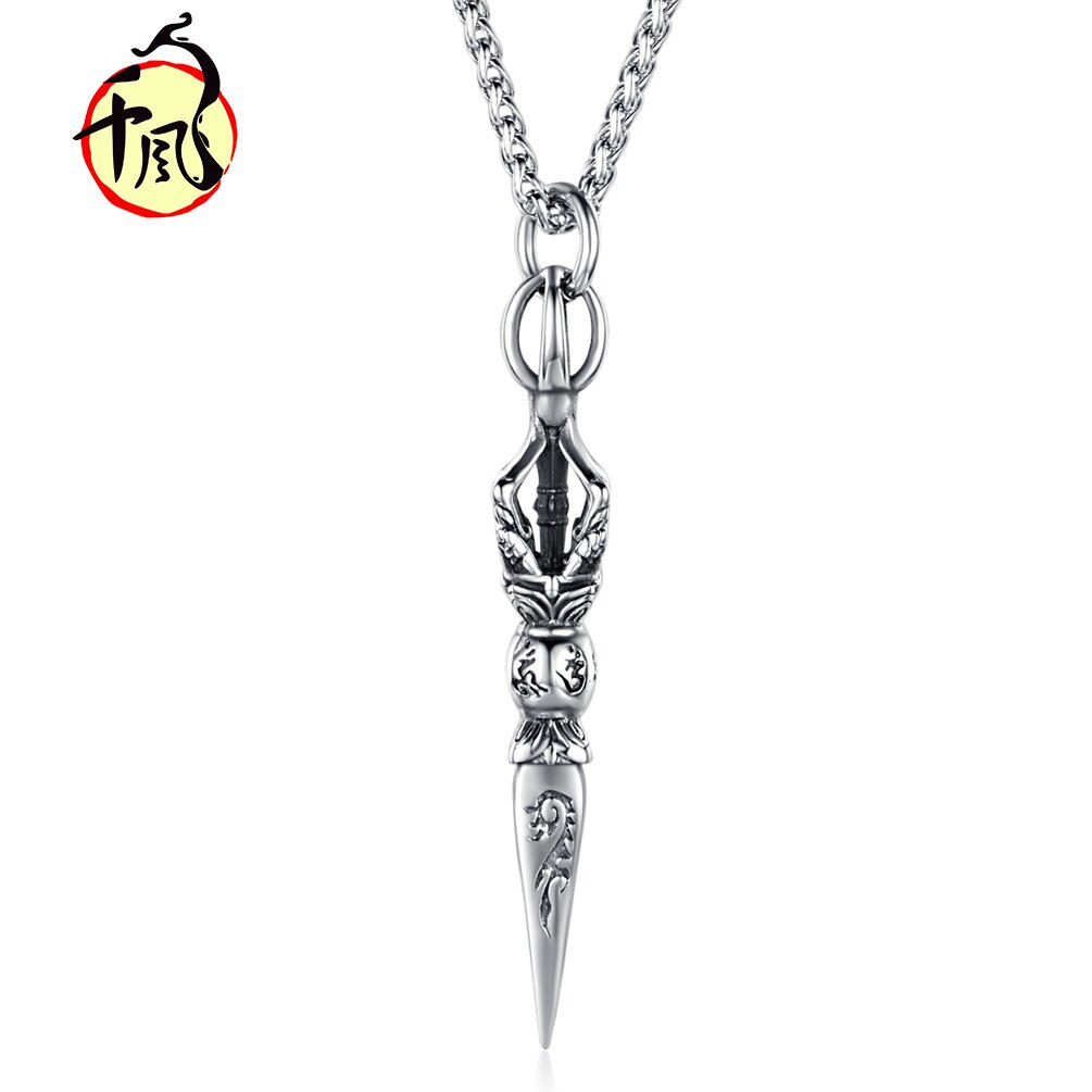 Retro Mantra Vajra Pendant Buddhism Daming Mantra Amulet Accessories Titanium Steel Lucky Necklace Custom: Pendant   Pl002 3 Mm   60 Cm