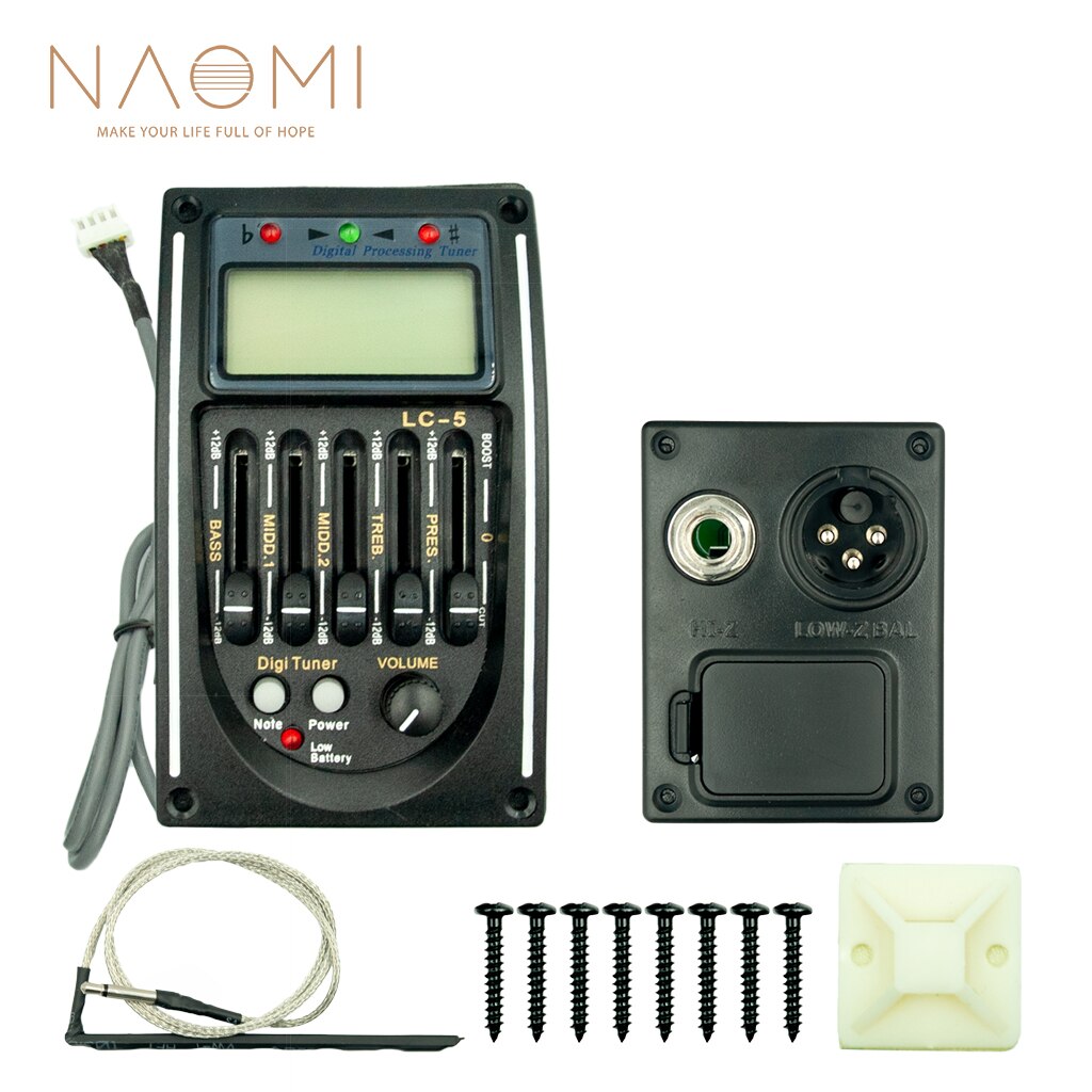 Acoutic Guitar Pickup Preamp LC-5 5 Bands EQ Equalizer Acoustic Guitar Preamp EQ Equalizer Tuner Piezo Ceramic Pick-up