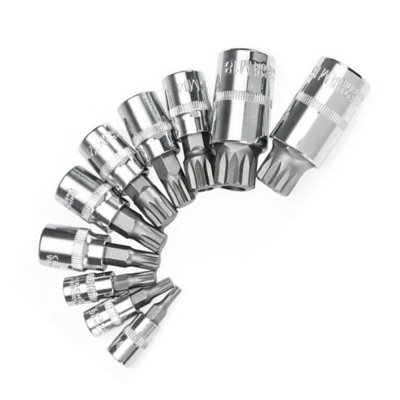 10pcs XZN 12 Point MM Triple Square Spline Bit Socket S2 Steel 4-18mm Tool Set Point Sockets