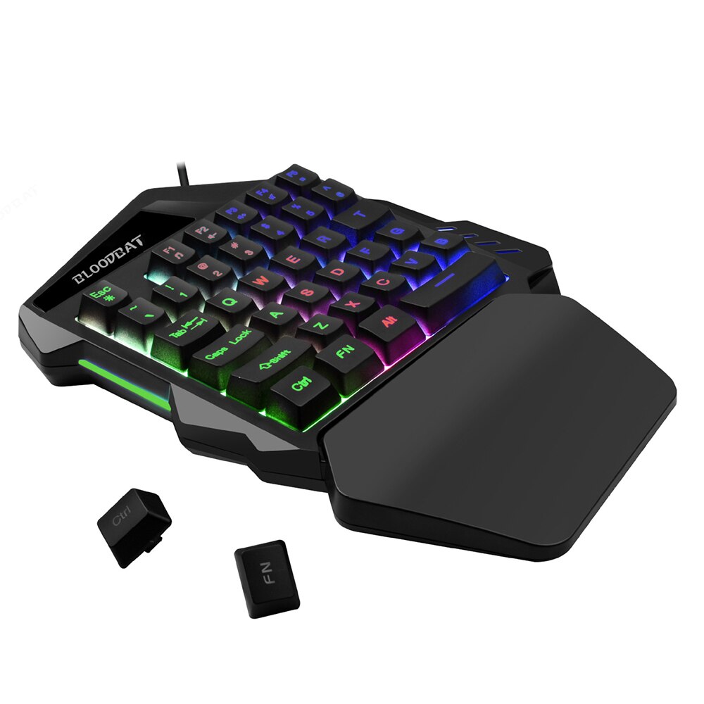 Left One Handed Gaming Keyboard Single Hand Mini Membrane Keyboard Ultra-slim Wired Keyboard for PC Gamer kepad