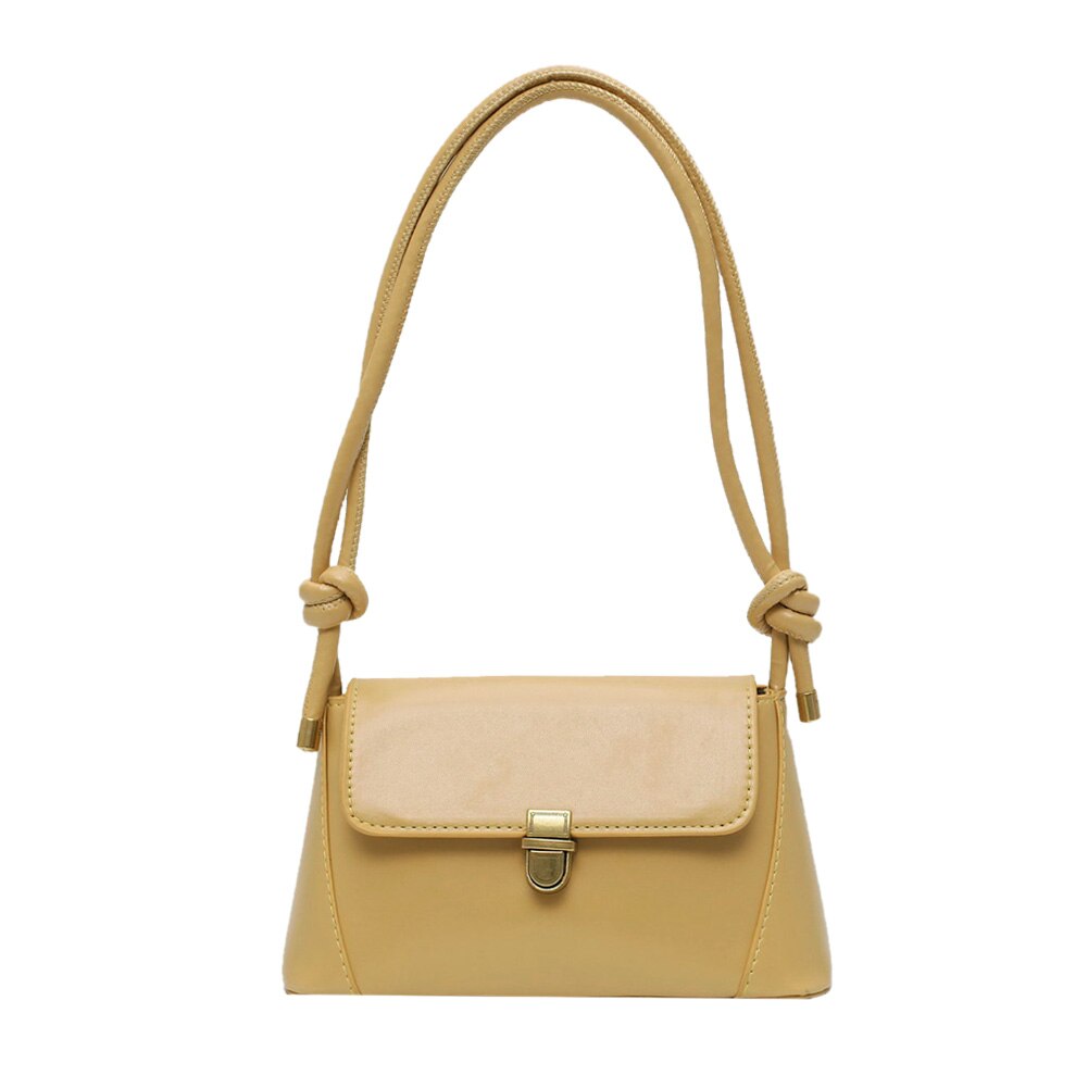 Kvinnor axelväskor pu läder enfärgad slips messenger tote handväska för utomhus shopping resor ornament: Gul