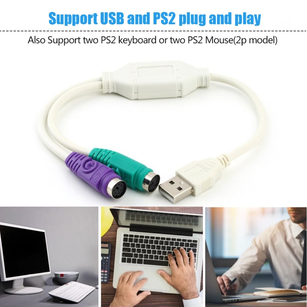 Usb Male Naar PS2 Vrouwelijke Kabel Adapter Converter Voor Toetsenbord Muis Plug En Play Ondersteuning Twee PS2 Toetsenbord Of twee PS2 Muis