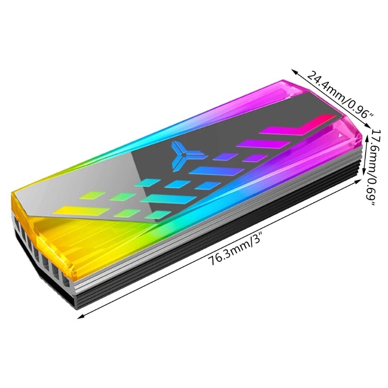 Argb m .2 2280 ssd heatsink aluminiumlegering rgb memory heatsink 5v 3 pin køling mesh radiator til  m2 solid state drive