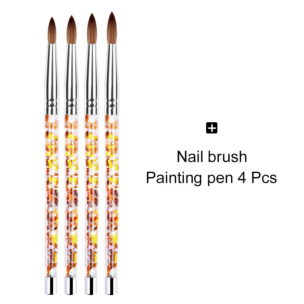 Pincel para manicura Nail Art, pincel acrílico para pintura en Gel UV con mango de colores mixtos para manicura francesa