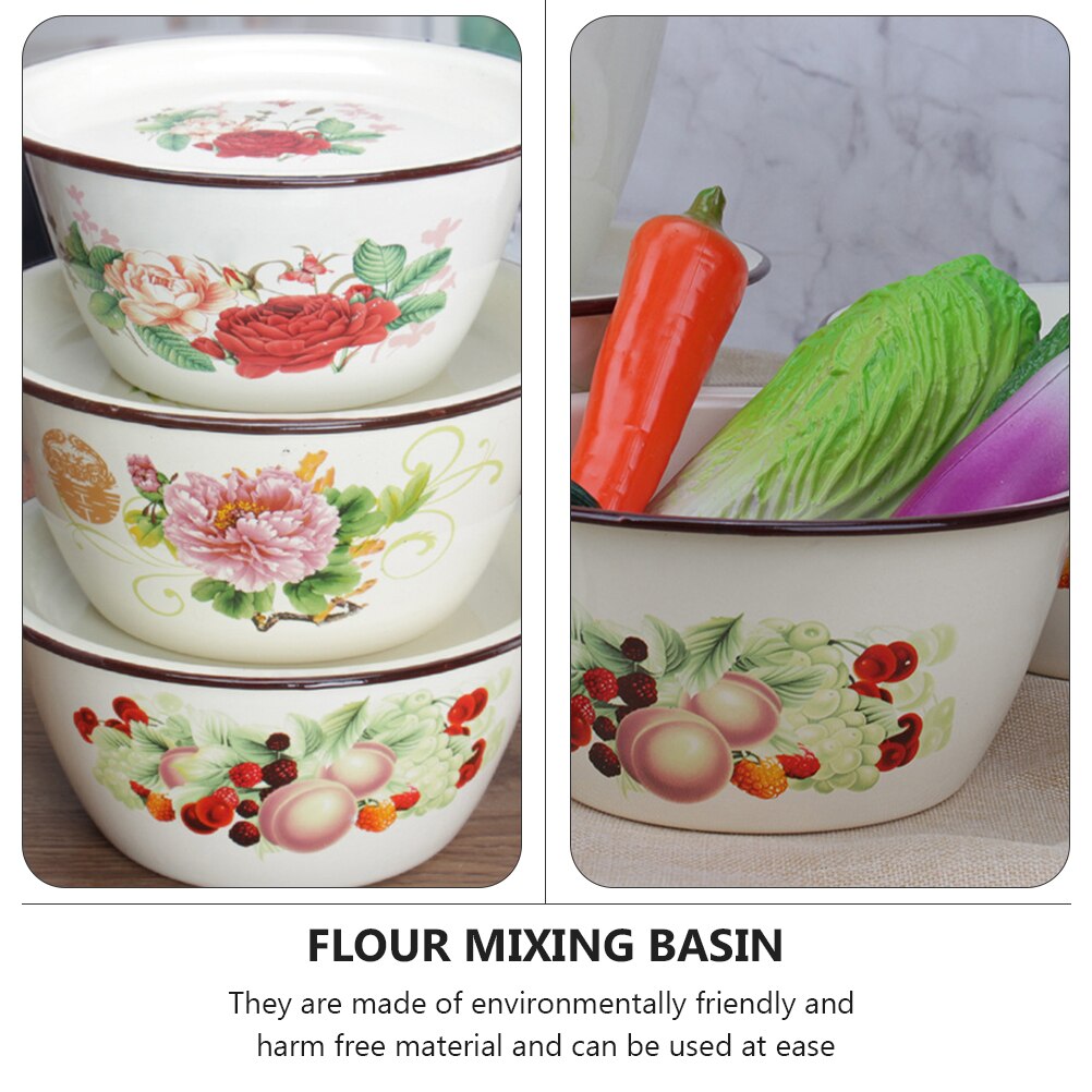 Stackable Enamel Basin Kitchen Flour Mixing Basin Stuffing Dumpling Mixing Bowl