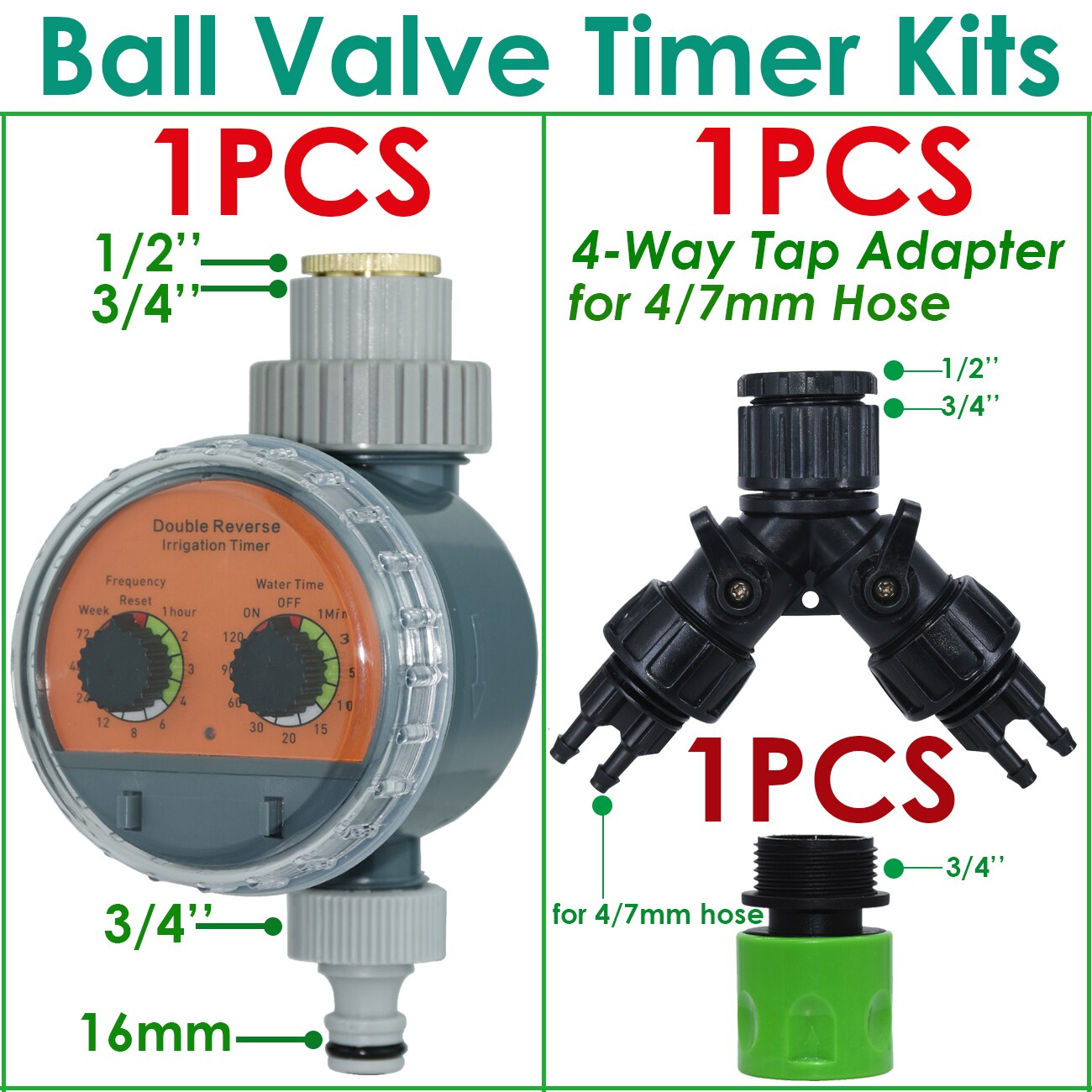 Garden Ball Valve Water Timer Double Dial Automatic Electronic Watering Timer Home Garden Irrigation Irrigator Controller System: Blue