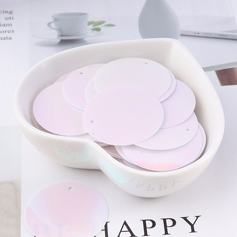 10g/- pack 30 mmab kleur platte ronde losse pailletten pailletten naaien bruiloft knutselen, dameskleding accessoires: Ab wit