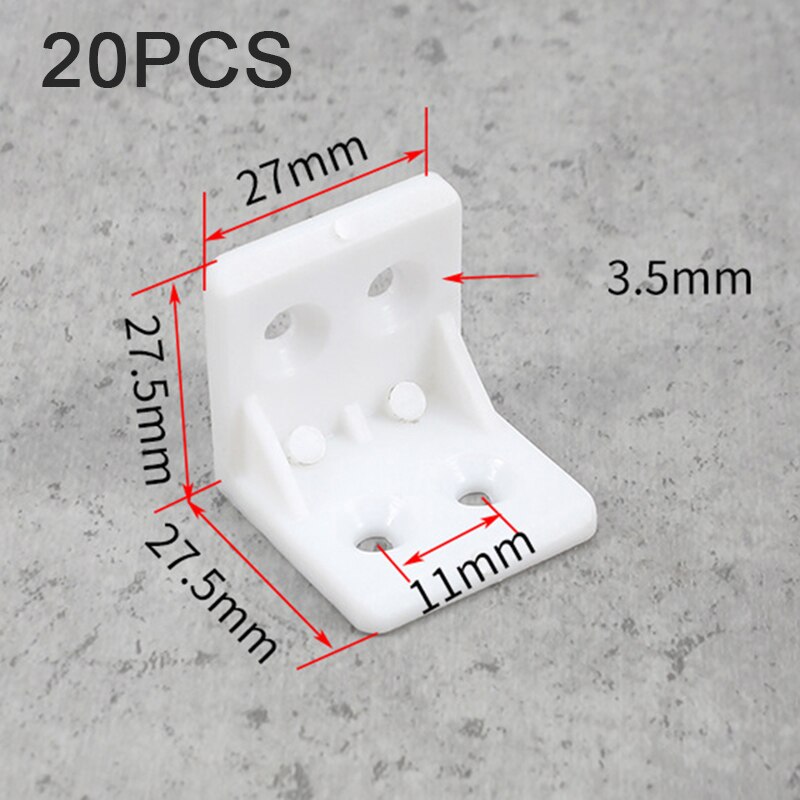 20pcs/lot Wonzeal Plastic Thickened Corner Brackets Furniture 90 degree Angle Corner Code Cabinet Furniture Hardware: DWT