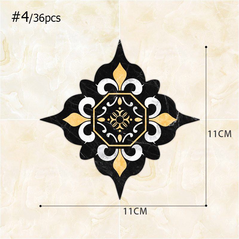 36 Pcs Self Adhesive Floor Tile Stickers Waterproof Floor Diagonal Sticker Europe Royal Style Living Room Decor Wall Floor Stick: 4