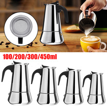 Rvs Italiaanse Mokka Pot Koffie Pot Thuis Koffie Machine Dikke Stijgende Type Breed Bodem Koffiezetapparaat Pot Tool H0521