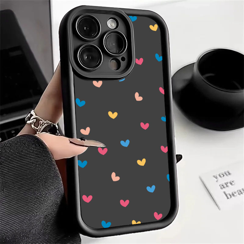Funda de teléfono para OPPO Reno 13 F 13FS 5G /Reno13 F FS 4G, funda protectora de silicona suave con forma de corazón de amor y estrellas a la: ABS / Beige