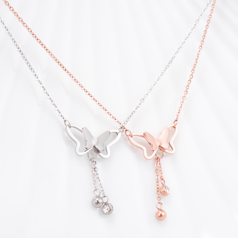 QCOOLJLY 1pc Rose Goud Zilver Kleur Kristal Vlinder Hanger Choker Ketting Voor Vrouwen Goede Korte Sieraden Best Selling