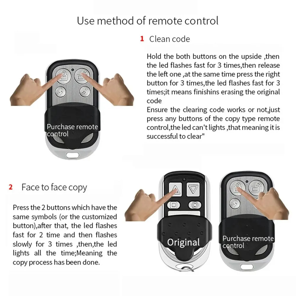 433MHz Metal Push Button Remote Control Transmitter ABCD/Lock Unlock 4Button Universal 4 Buttons Garage Door Opener Remote